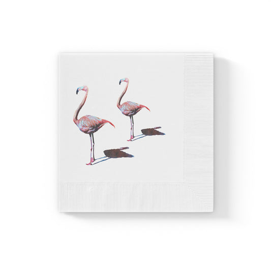 White Coined Napkins, Flamingo, Beachwalker Club Collection