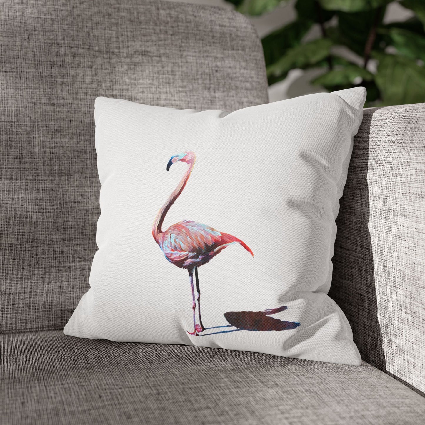 Spun Polyester Square Pillowcase, Flamingo, Beachwalker Club Collection