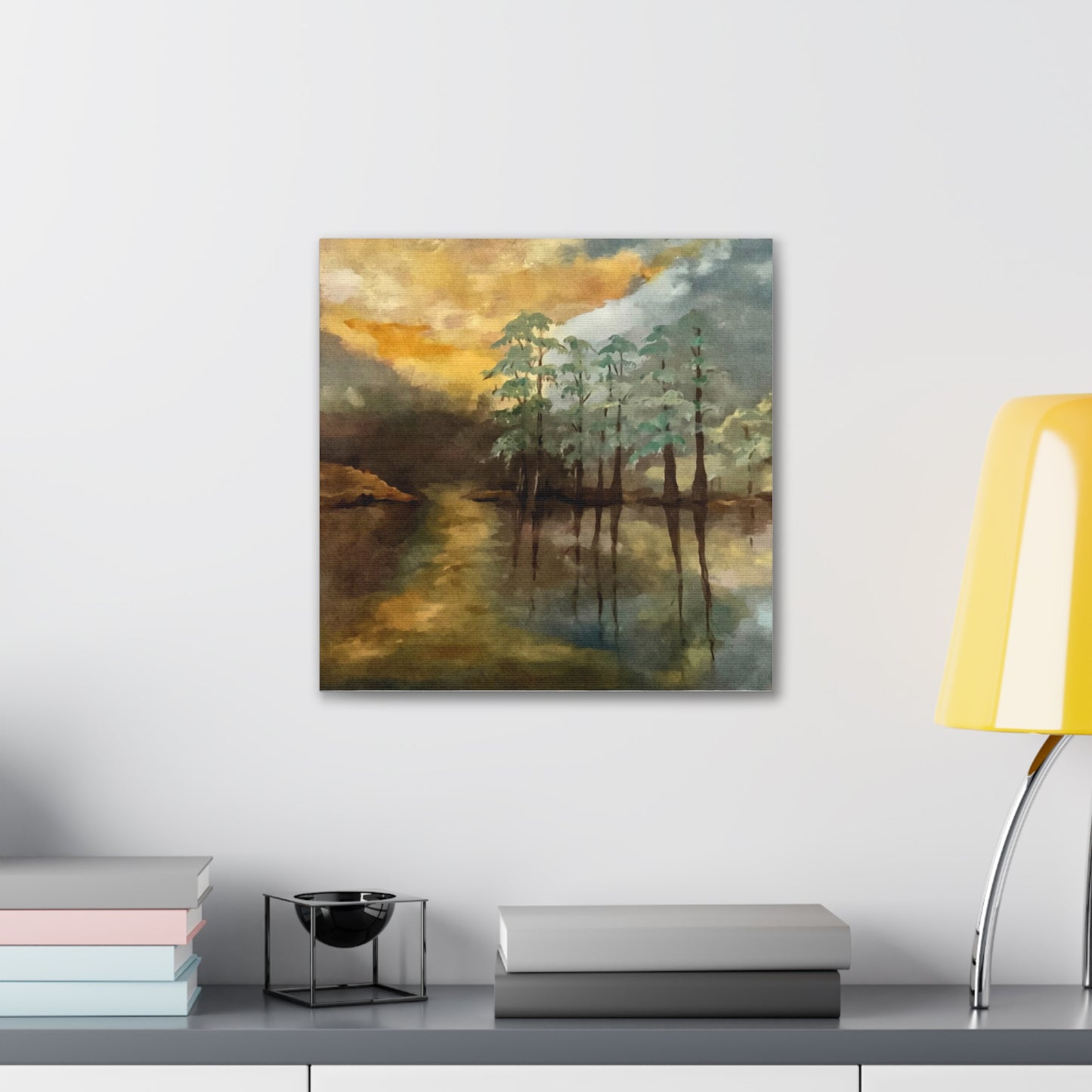 Canvas Gallery Wraps, Moon Lake Watercolor, FrediFreds Home Collection