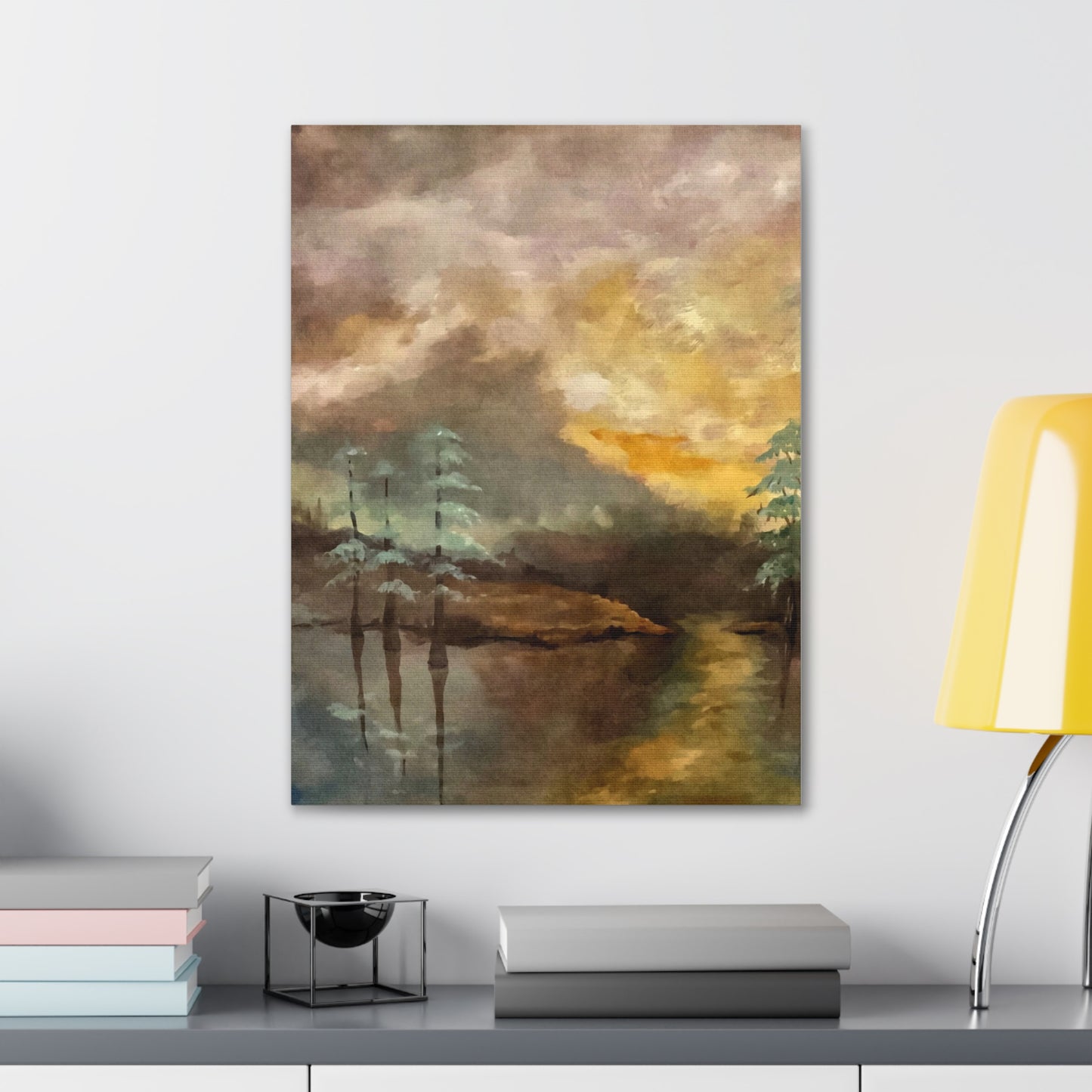 Canvas Gallery Wraps, Moon Lake Watercolor, FrediFreds Home Collection