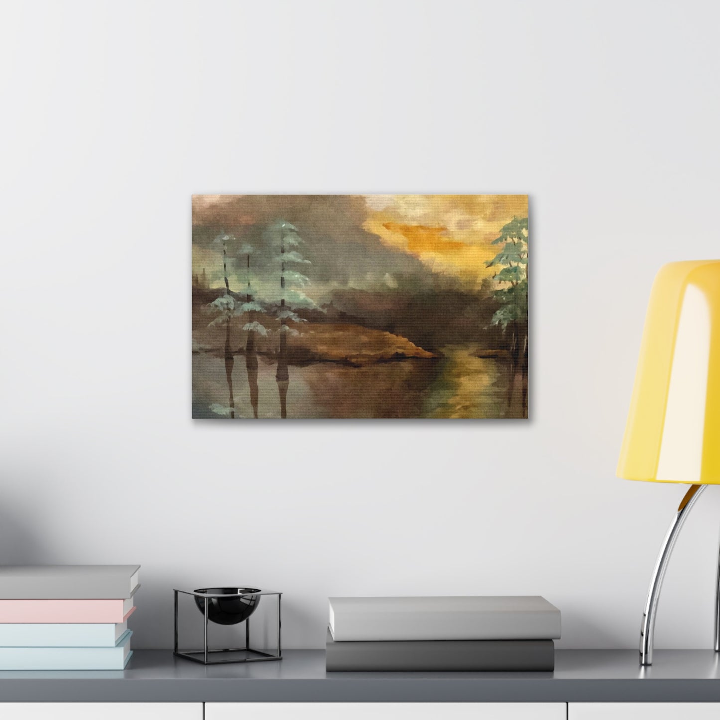 Canvas Gallery Wraps, Moon Lake Watercolor, FrediFreds Home Collection