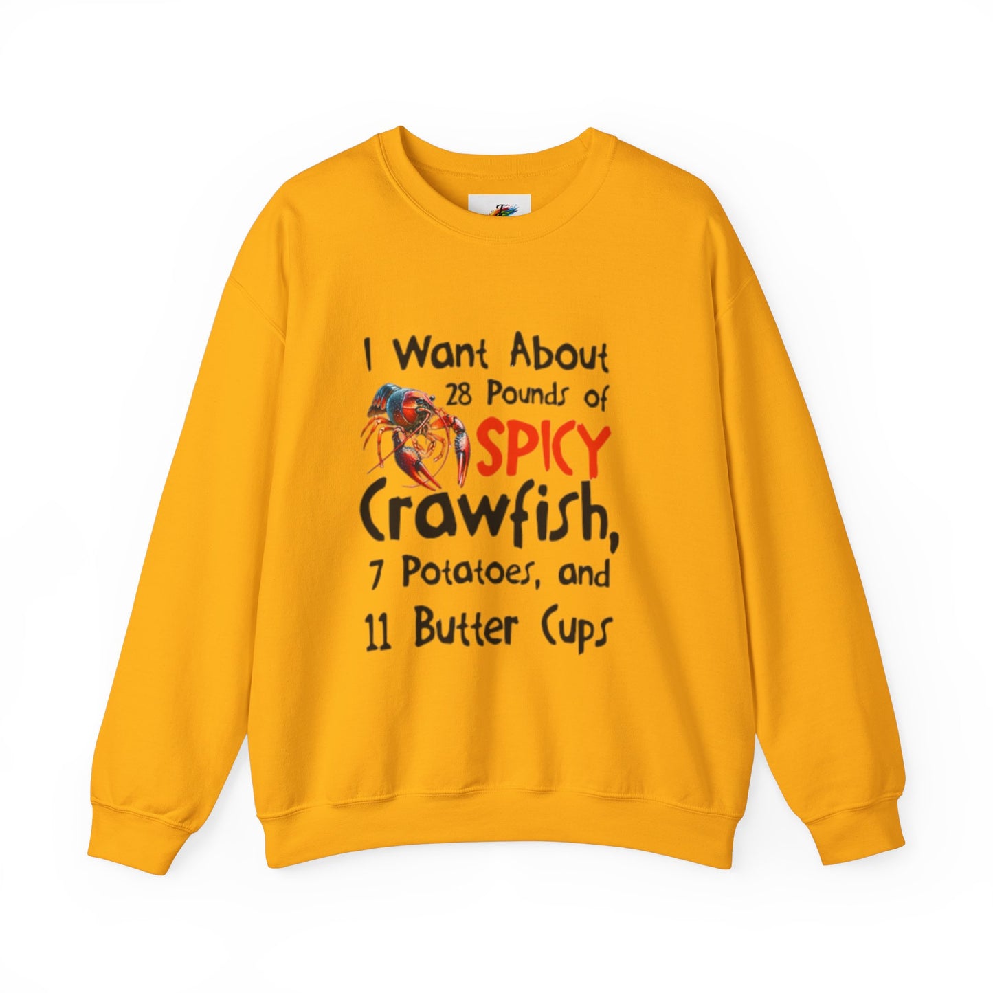 Unisex Heavy Blend™ Crewneck Sweatshirt, Crawfish Apparel, I want about 28 pounds of Spicy Crawfish, Crawfish Season Collection