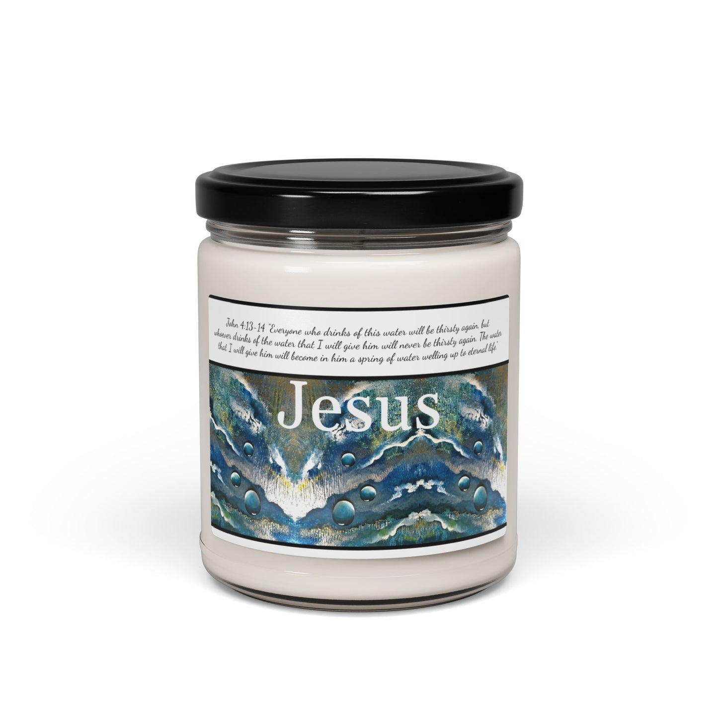 Scented Soy Candle, 9oz, John 4:13-14, Abstract Art, Designer Series, FrediFreds Home Collection