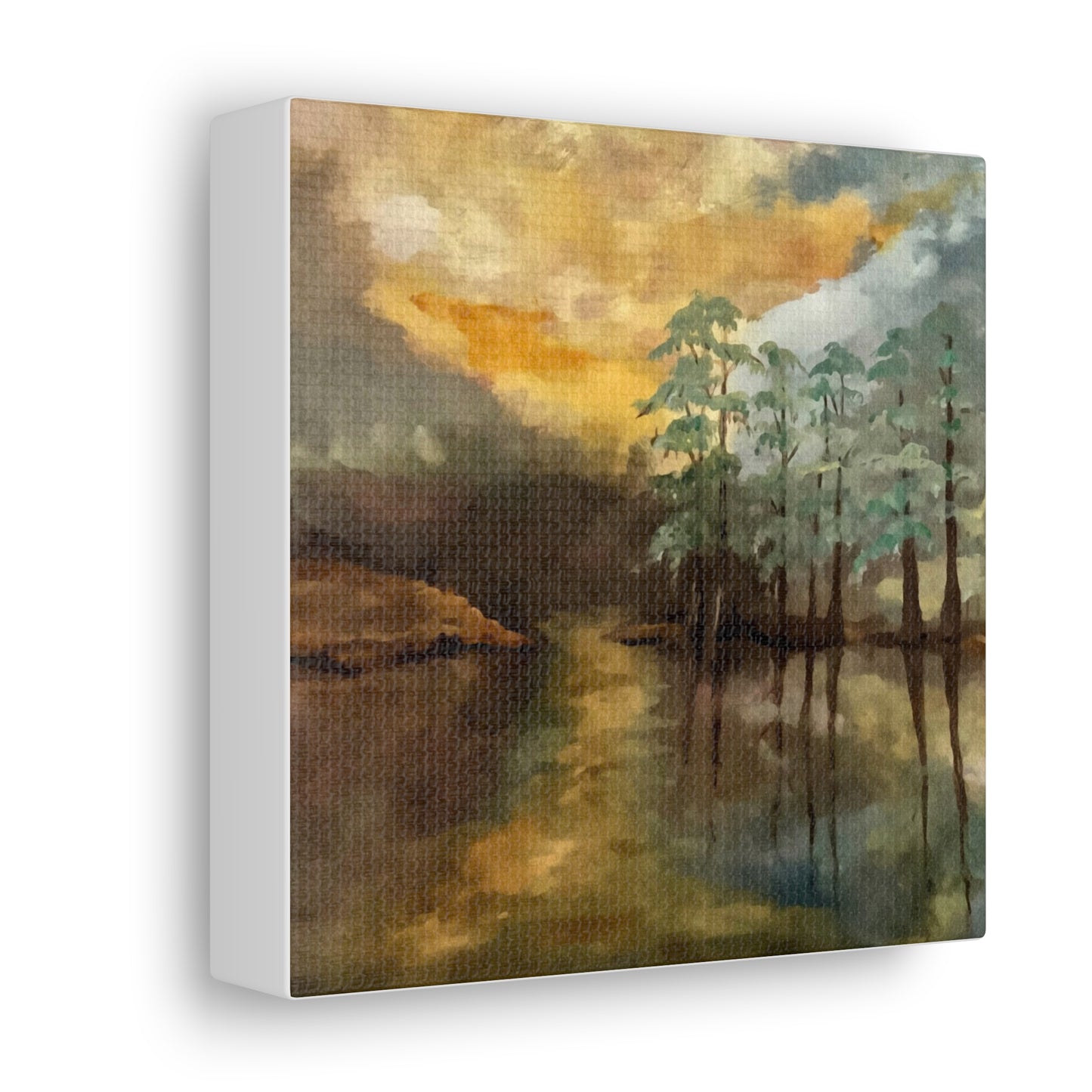 Canvas Gallery Wraps, Moon Lake Watercolor, FrediFreds Home Collection