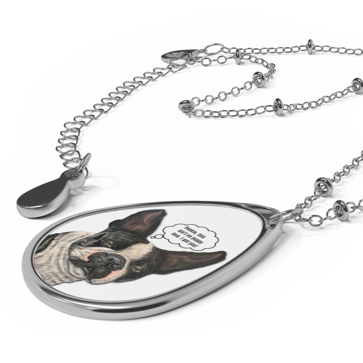 Oval Necklace, Pookie with Max Collection, Dog Humor