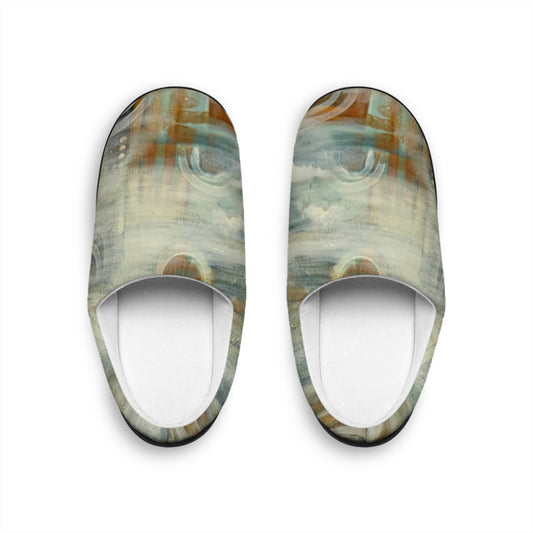 Men's Indoor Slippers, Artsy,  Abstract Neutral, FrediFreds Home Collection