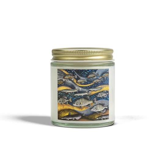 Scented Candles, Coconut Apricot Wax (4oz, 9oz), Manly Man's Candle, Fishing Themed, Honey Hole, FrediFreds Home Collection