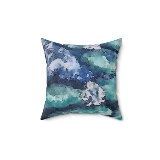 Spun Polyester Square Pillow, Water Lilies, FrediFreds Home Collection