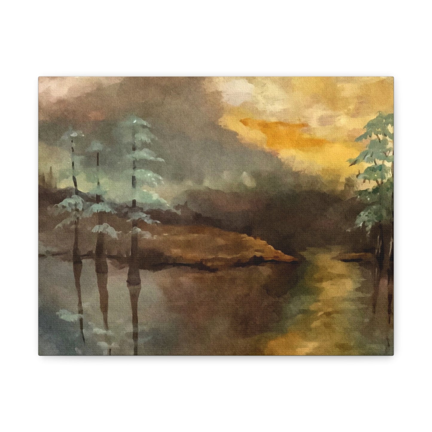 Canvas Gallery Wraps, Moon Lake Watercolor, FrediFreds Home Collection