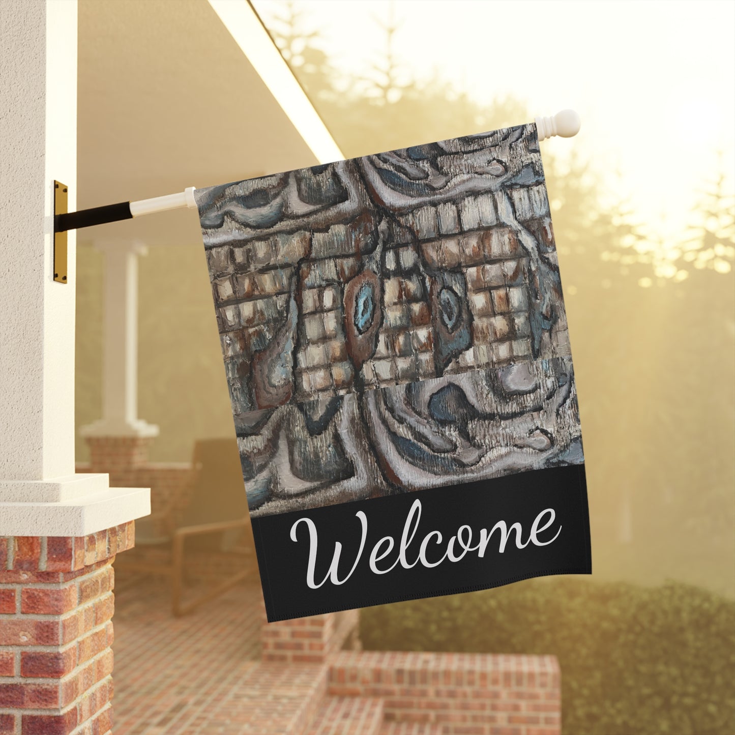 Garden & House Banner, Welcome, Abstract Oyster Shell, FrediFreds Home Collection