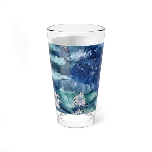 Mixing Glass, 16oz, Water Lilies, FrediFreds Home Collection