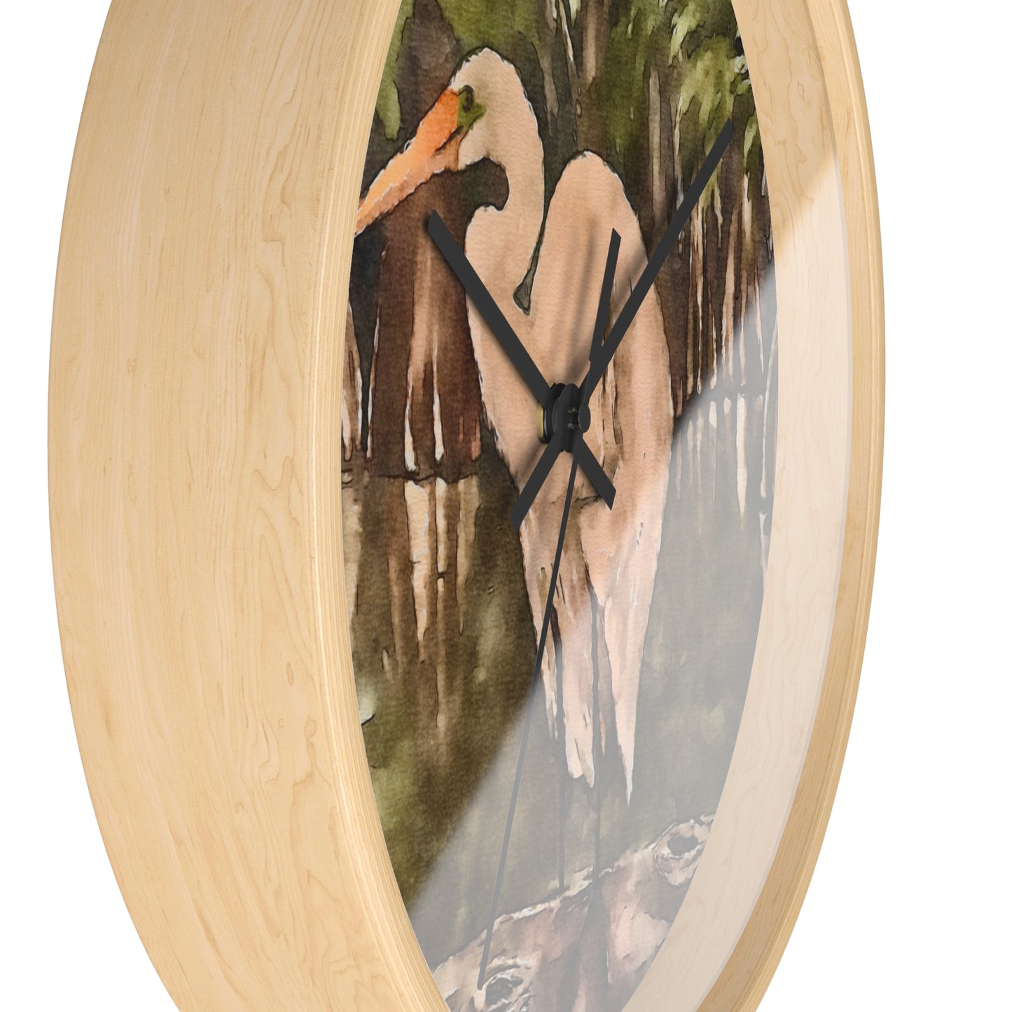 Wall Clock, Watercolor, Egret Perch, Life on the Bayou Collection