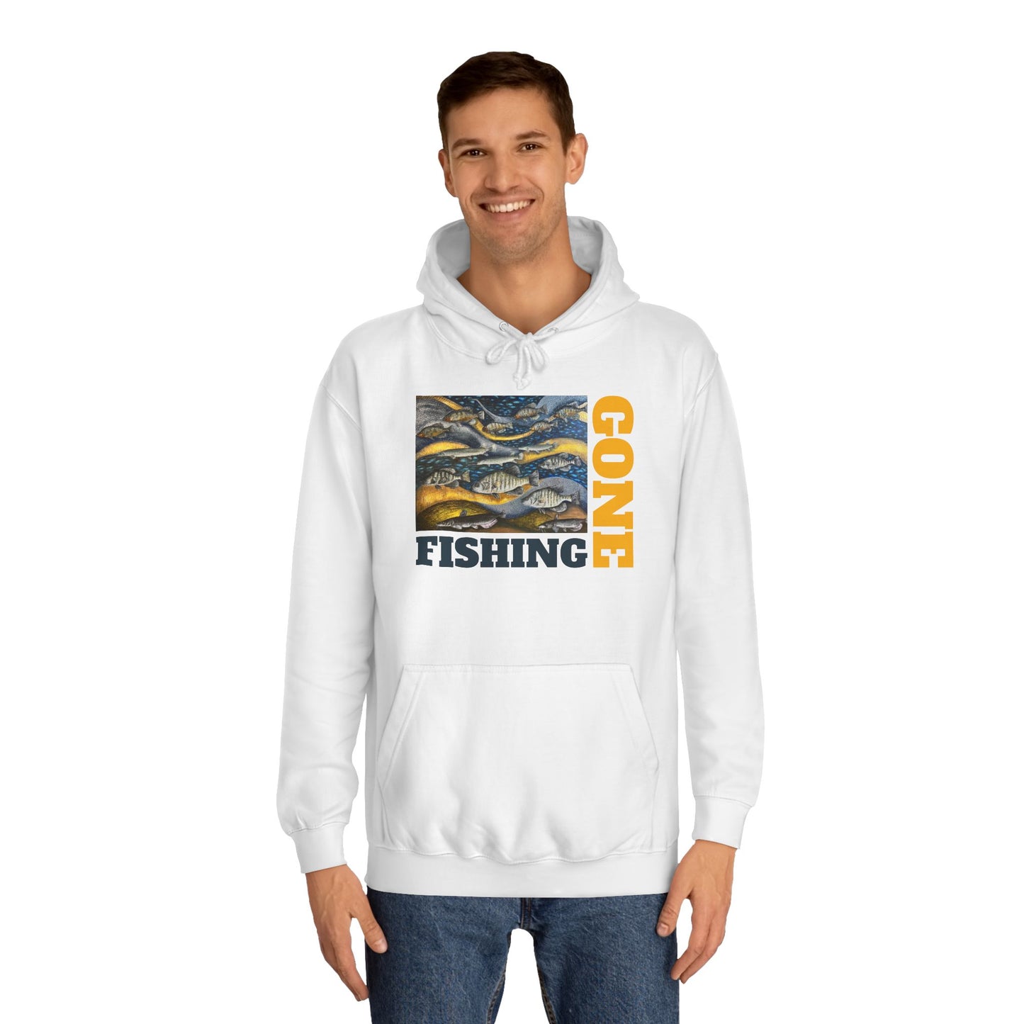 Unisex College Hoodie, Gone Fishing, FrediFreds Home Collection