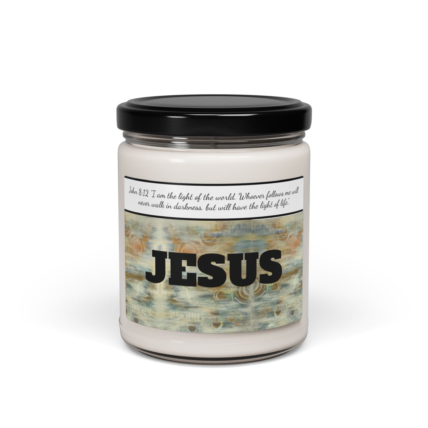 Scented Soy Candle, 9oz, Abstract Neutrals, John 8:12, FrediFreds Home Collection