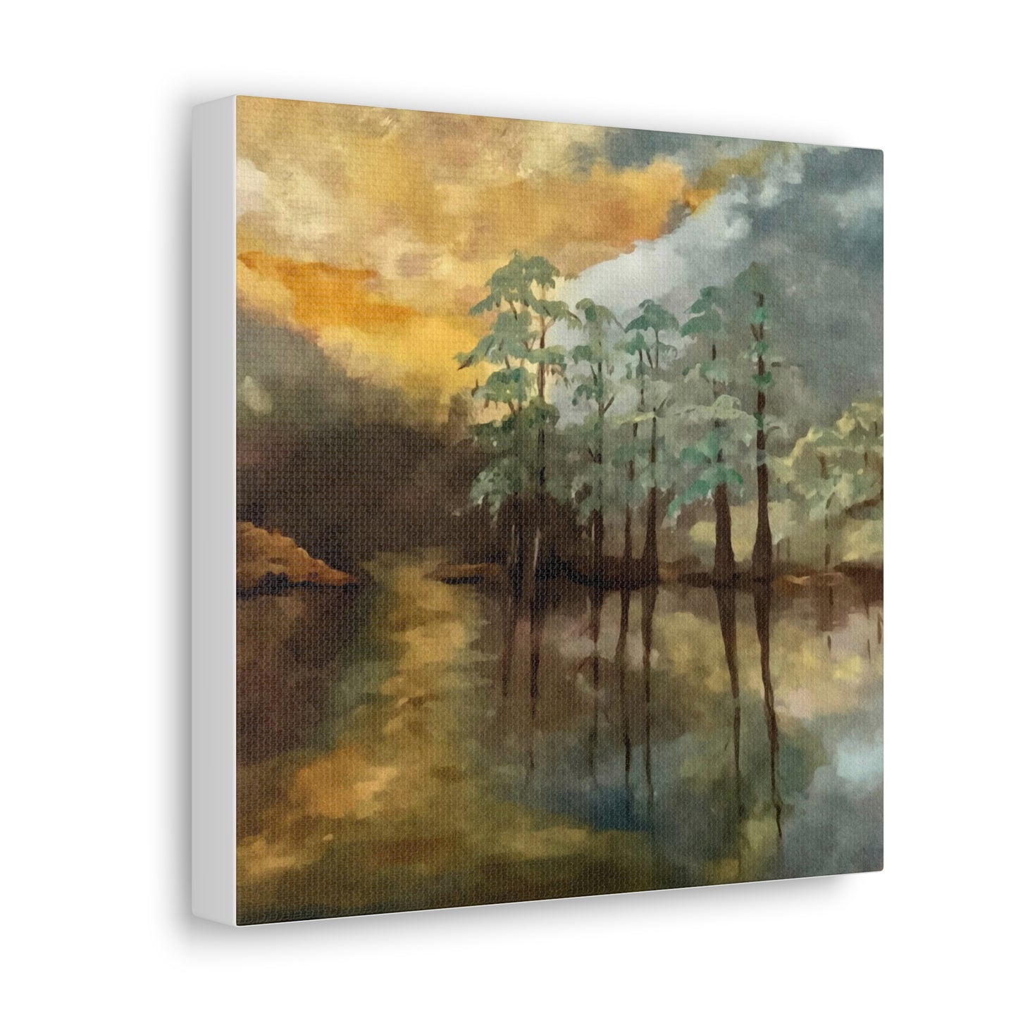 Canvas Gallery Wraps, Moon Lake Watercolor, FrediFreds Home Collection