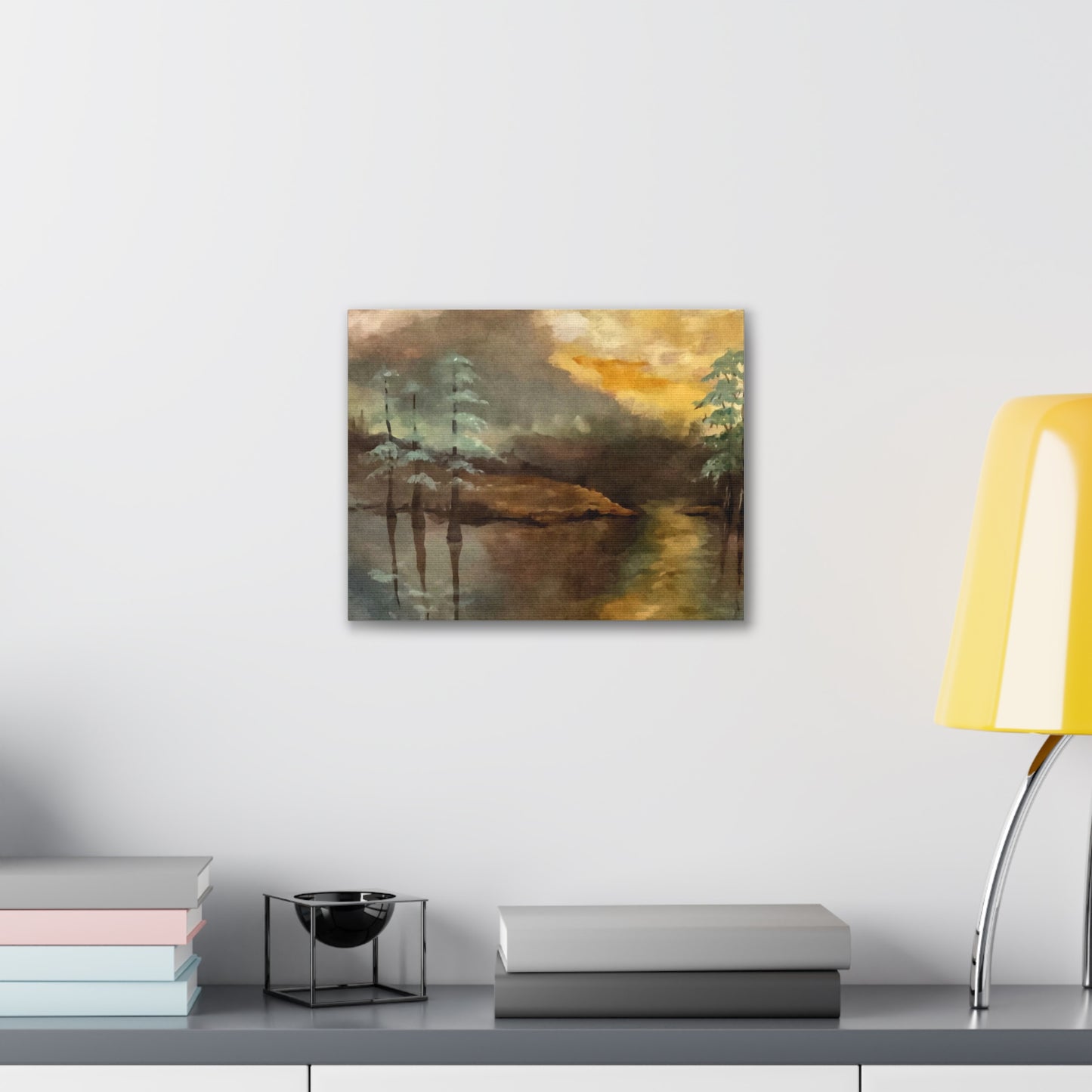 Canvas Gallery Wraps, Moon Lake Watercolor, FrediFreds Home Collection