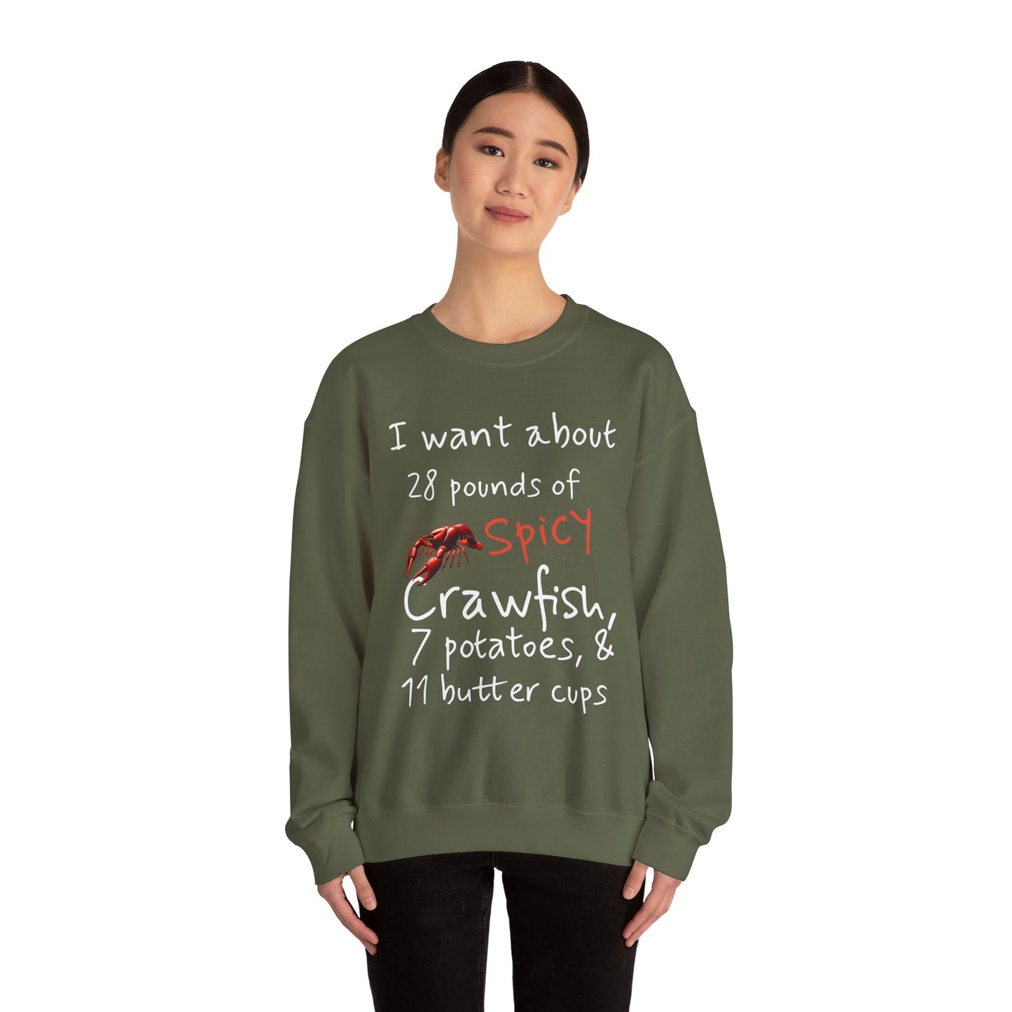 Unisex Heavy Blend™ Crewneck Sweatshirt, I want 28 pounds of Crawfish, Life on the Bayou Collection