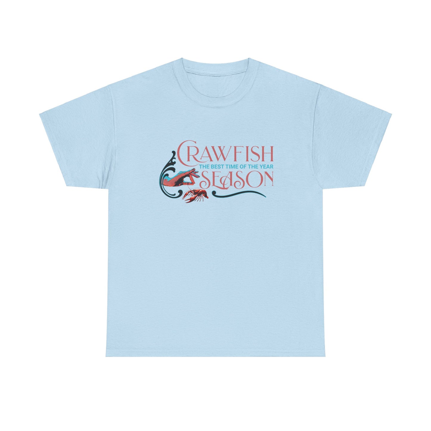 Unisex Heavy Cotton Tee, Crawfish Season, Life on the Bayou Collection