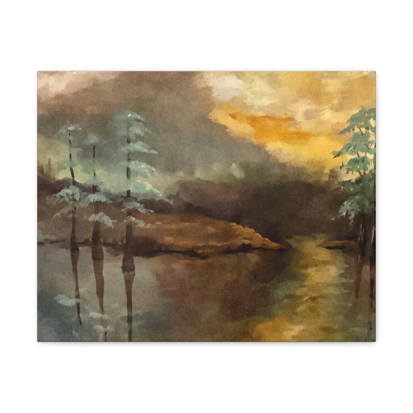 Canvas Gallery Wraps, Moon Lake Watercolor, FrediFreds Home Collection