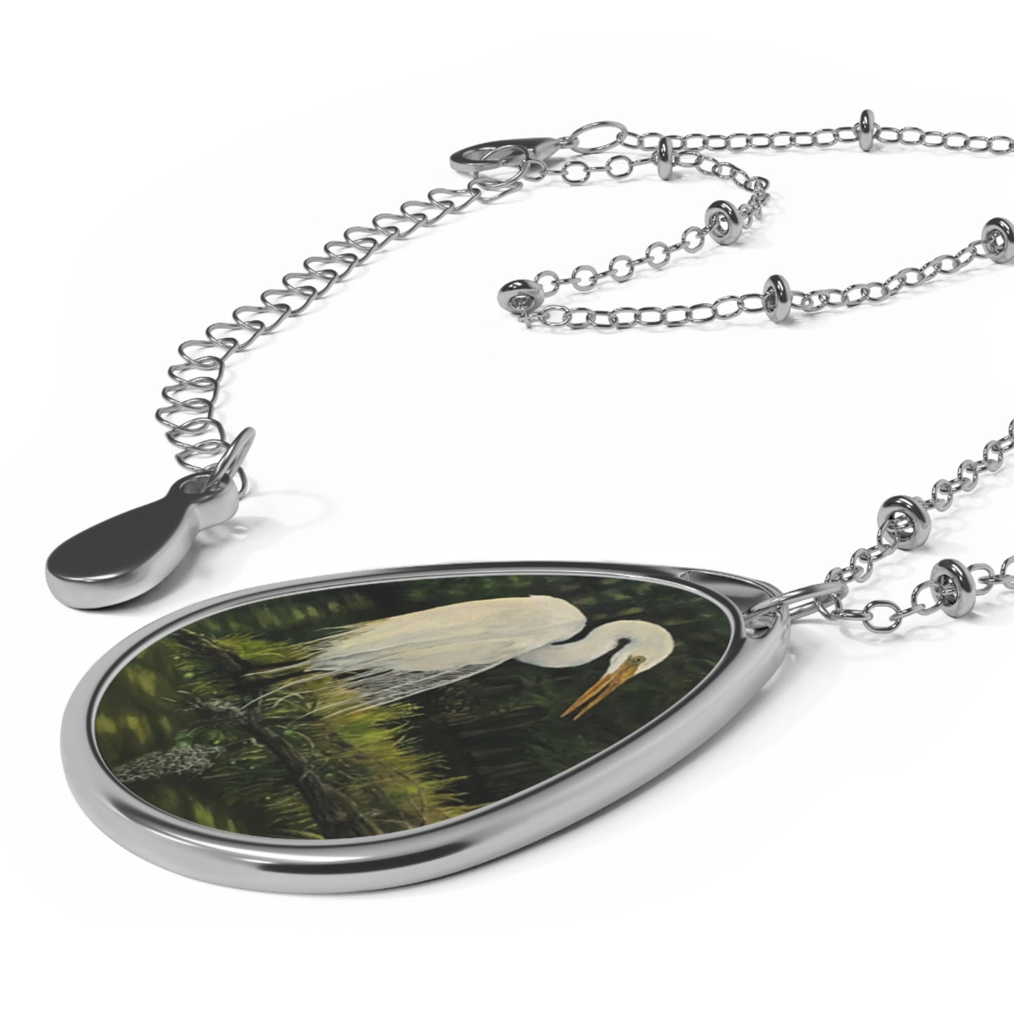 Oval Necklace, Egret, Bayou Life, Life on the Bayou Collection