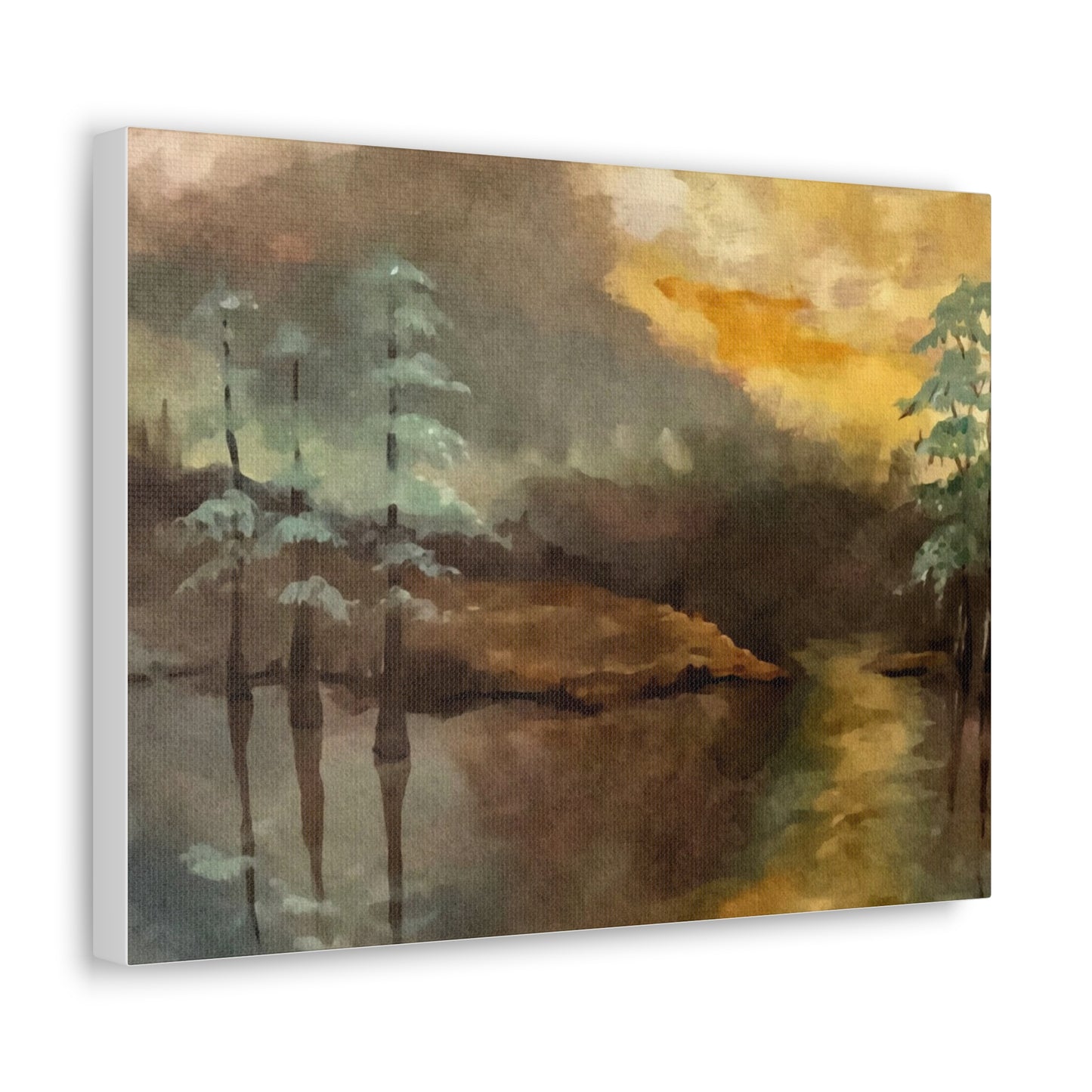 Canvas Gallery Wraps, Moon Lake Watercolor, FrediFreds Home Collection