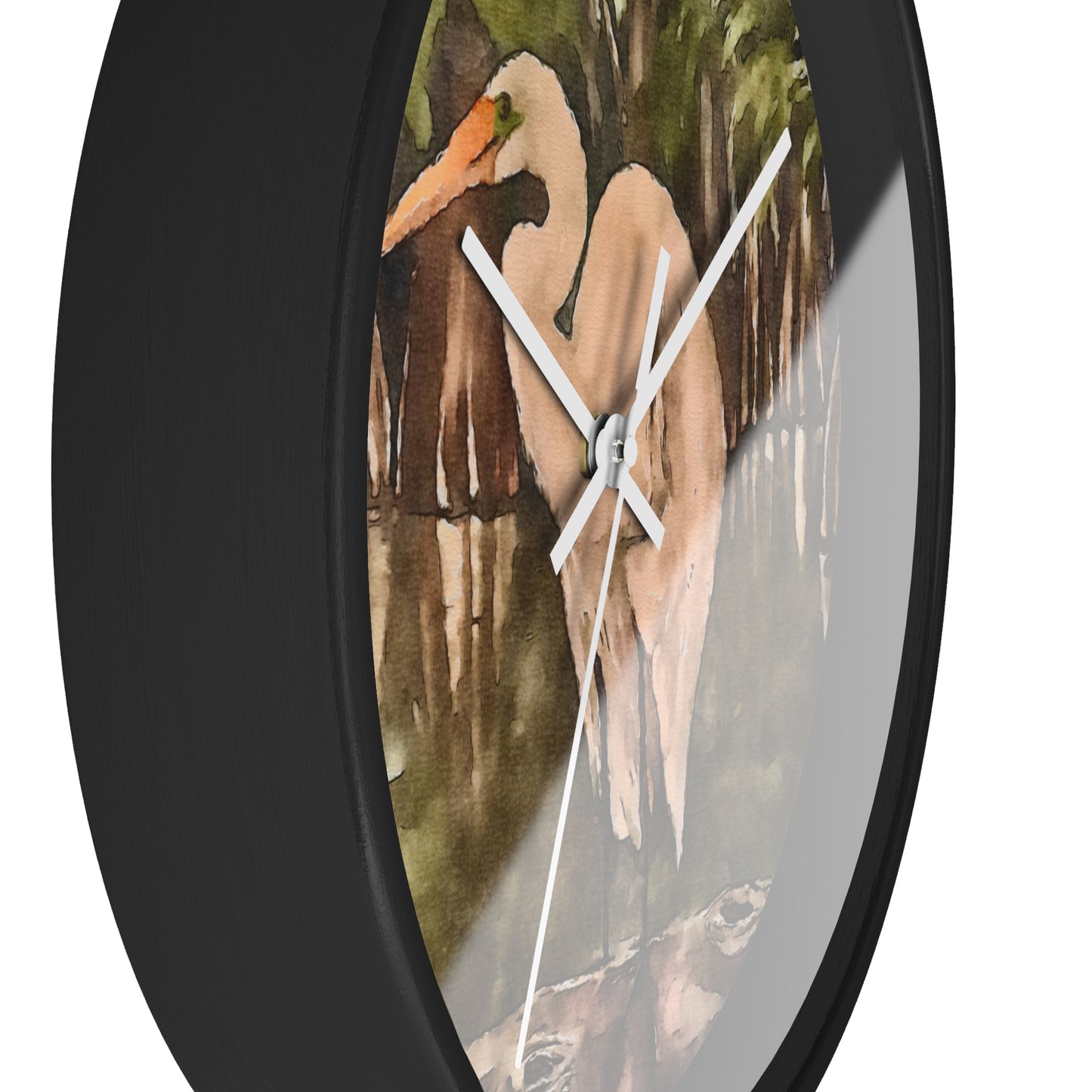 Wall Clock, Watercolor, Egret Perch, Life on the Bayou Collection