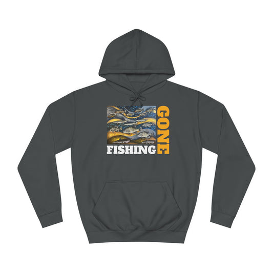 Unisex College Hoodie, Gone Fishing, FrediFreds Home Collection