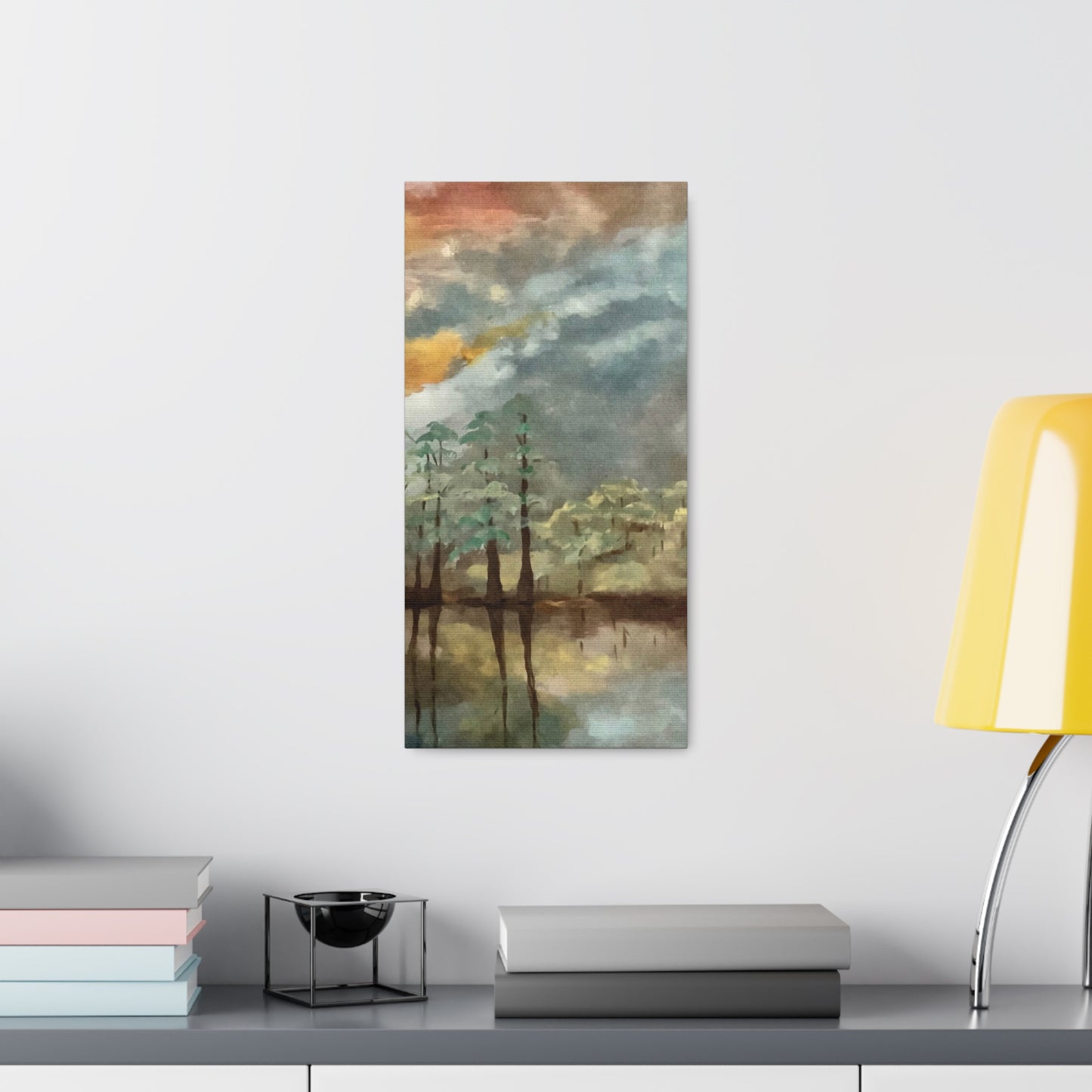 Canvas Gallery Wraps, Moon Lake Watercolor, FrediFreds Home Collection