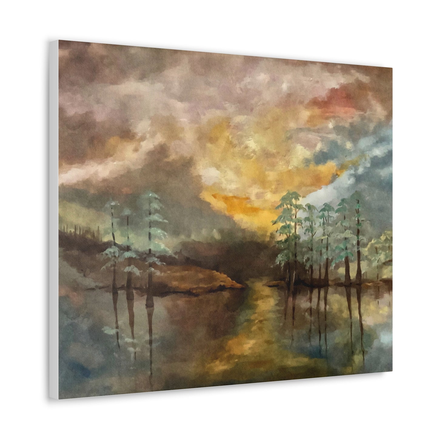 Canvas Gallery Wraps, Moon Lake Watercolor, FrediFreds Home Collection