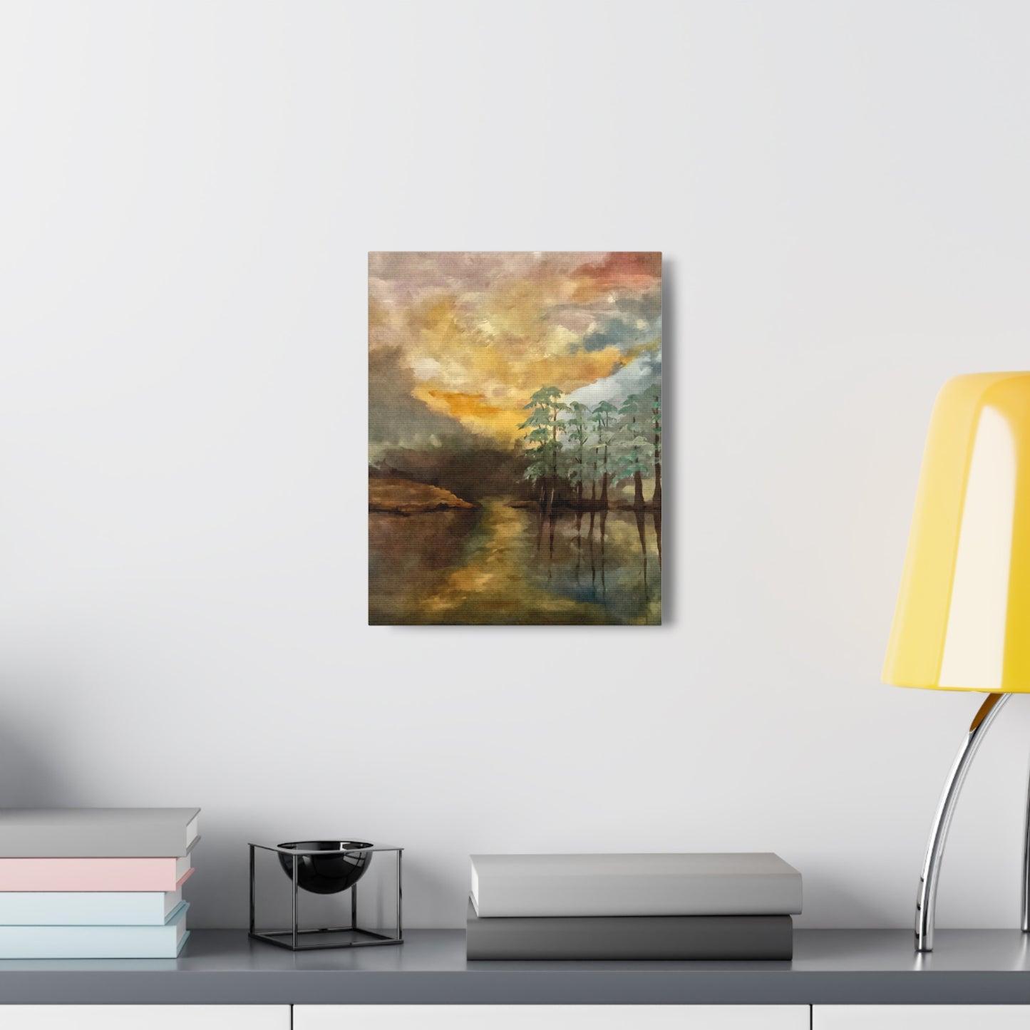 Canvas Gallery Wraps, Moon Lake Watercolor, FrediFreds Home Collection