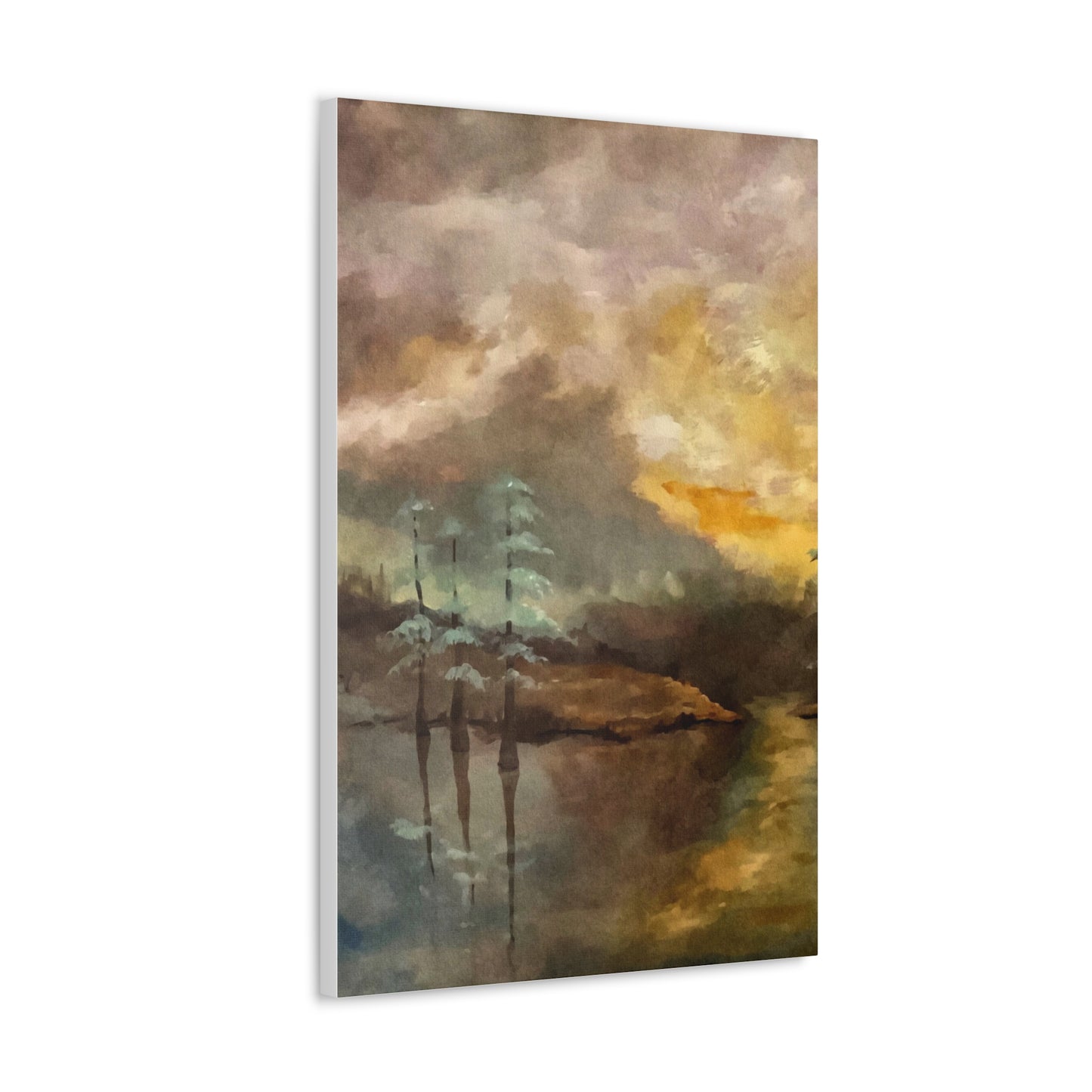 Canvas Gallery Wraps, Moon Lake Watercolor, FrediFreds Home Collection