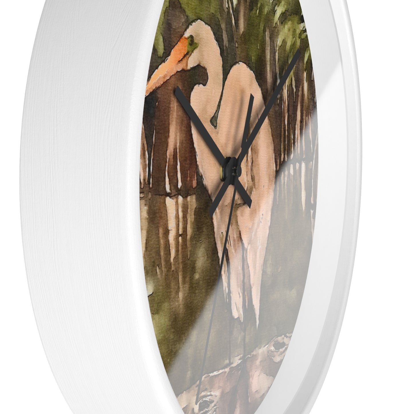 Wall Clock, Watercolor, Egret Perch, Life on the Bayou Collection