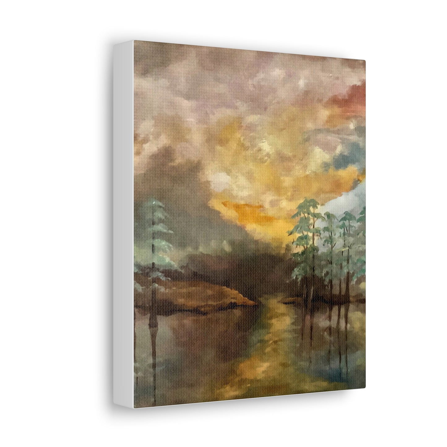 Canvas Gallery Wraps, Moon Lake Watercolor, FrediFreds Home Collection