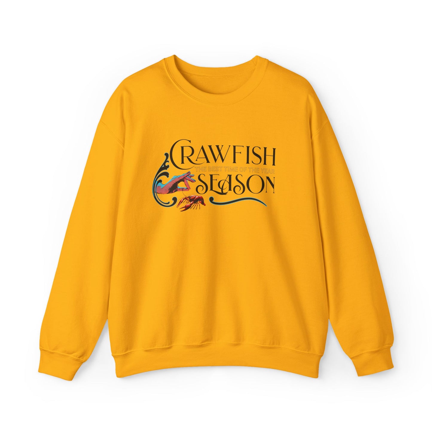 Seasonal Seller Sweatshirt: Unisex, Heavy blend, Maximum profit, Crawfish, Clock It Gesture, Life on the Bayou Collection