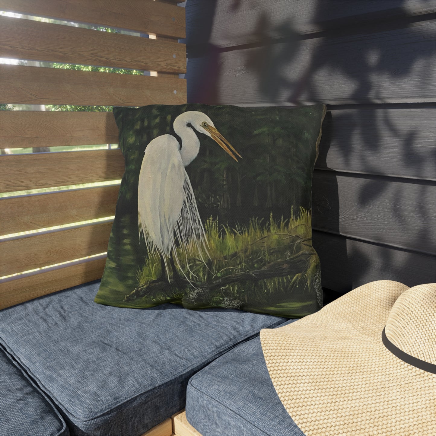 Outdoor Pillows, Bayou Life, Egret