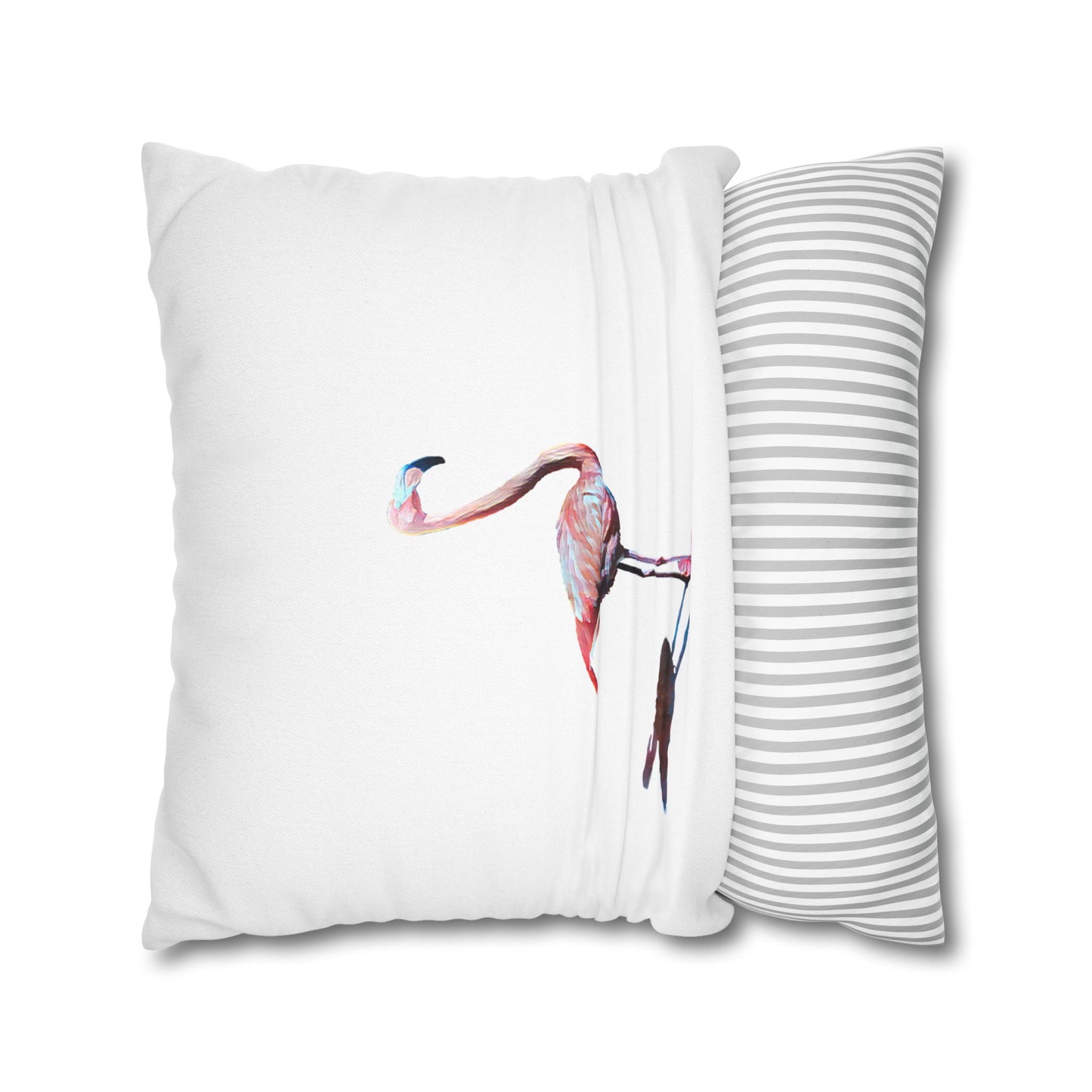 Spun Polyester Square Pillowcase, Flamingo, Beachwalker Club Collection