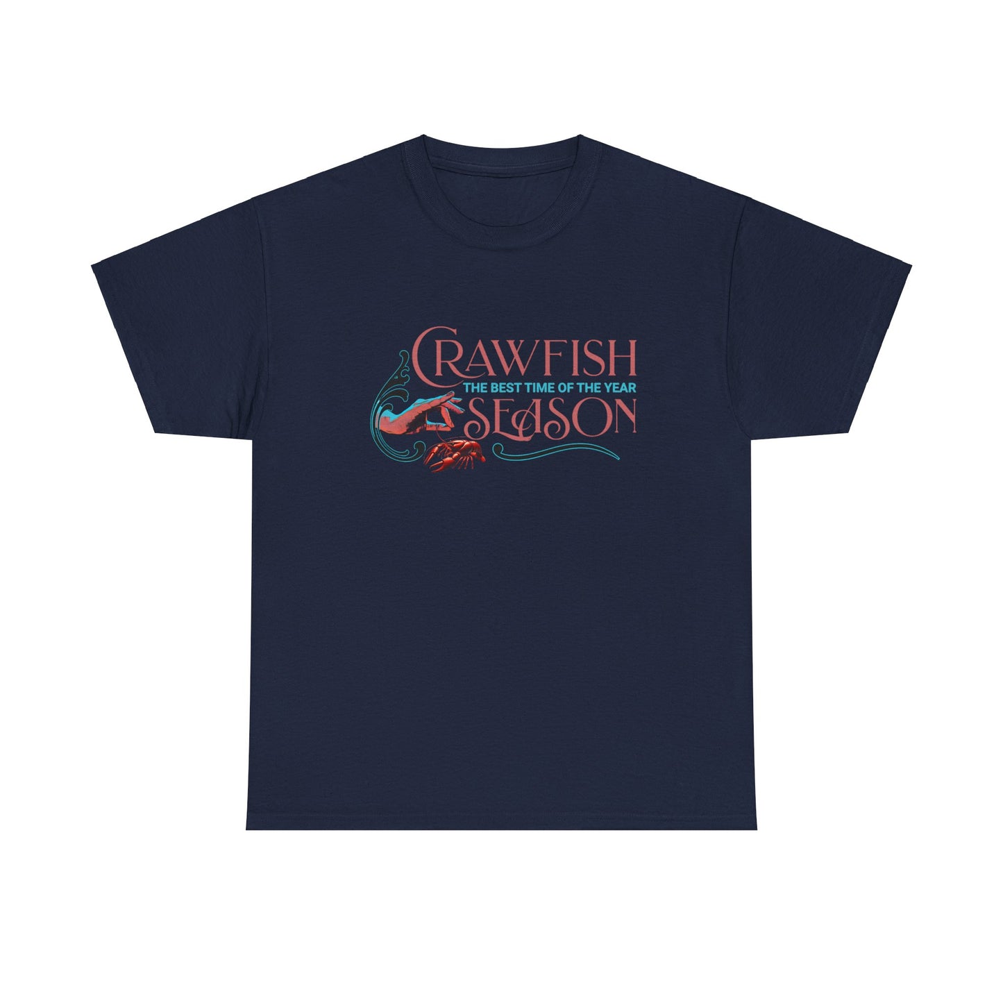 Unisex Heavy Cotton Tee, Crawfish Season, Life on the Bayou Collection
