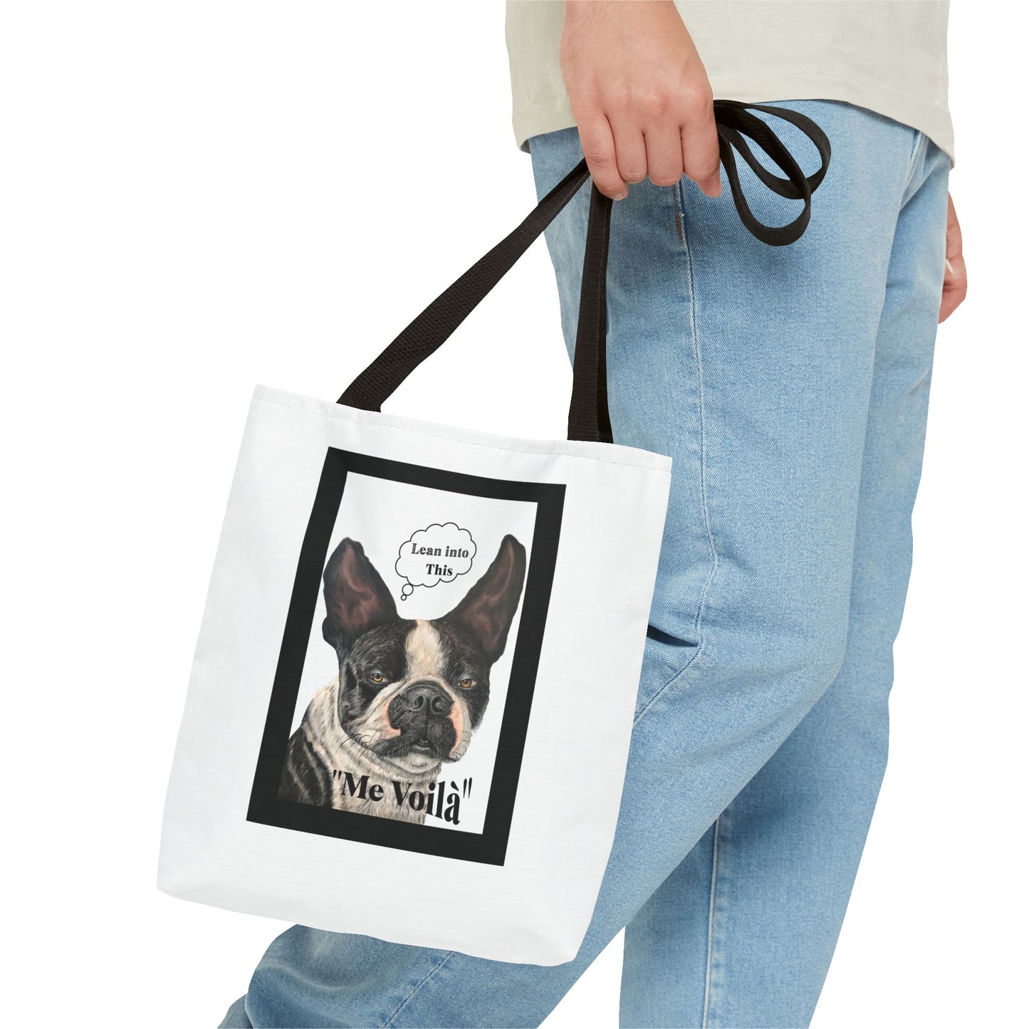 Tote Bag (AOP) "Lean on Me" Friendship Tote,  Dog Humor, Max Loves Pookie Collection