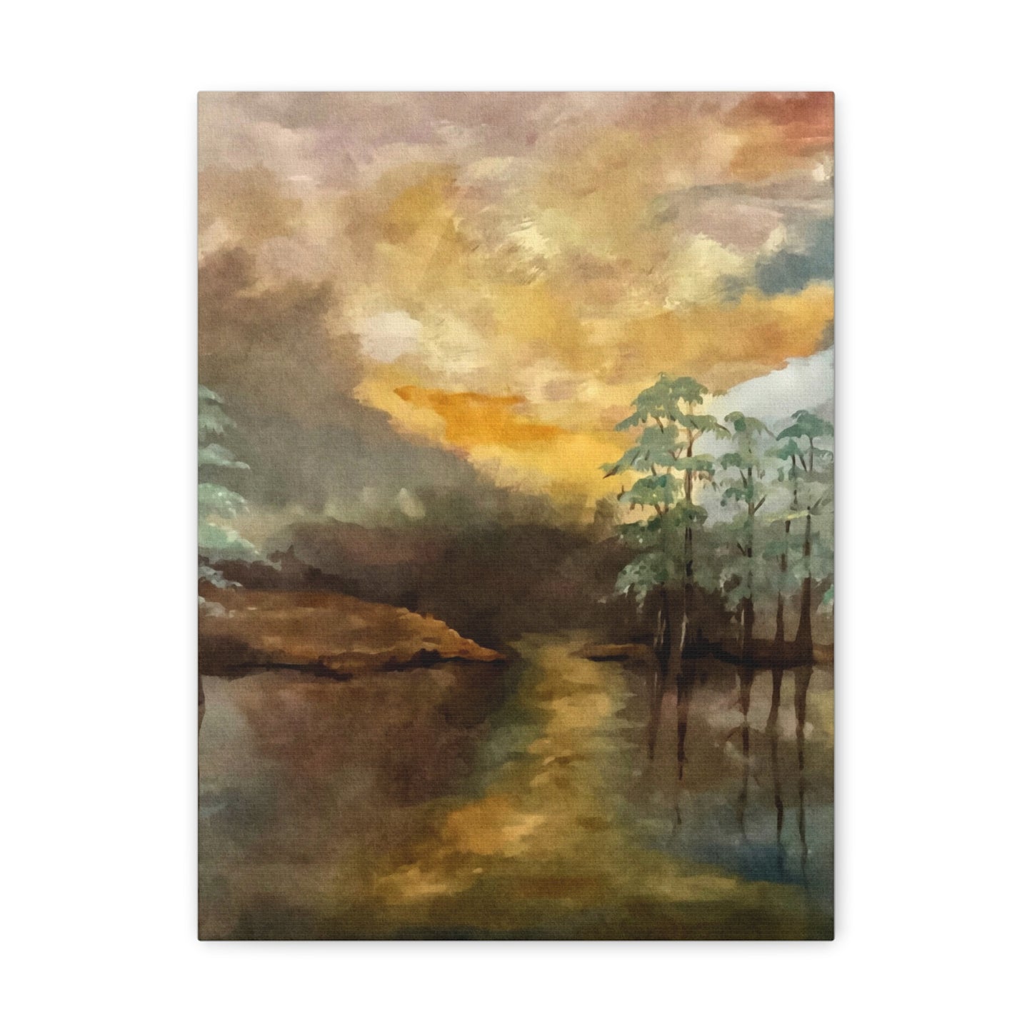 Canvas Gallery Wraps, Moon Lake Watercolor, FrediFreds Home Collection