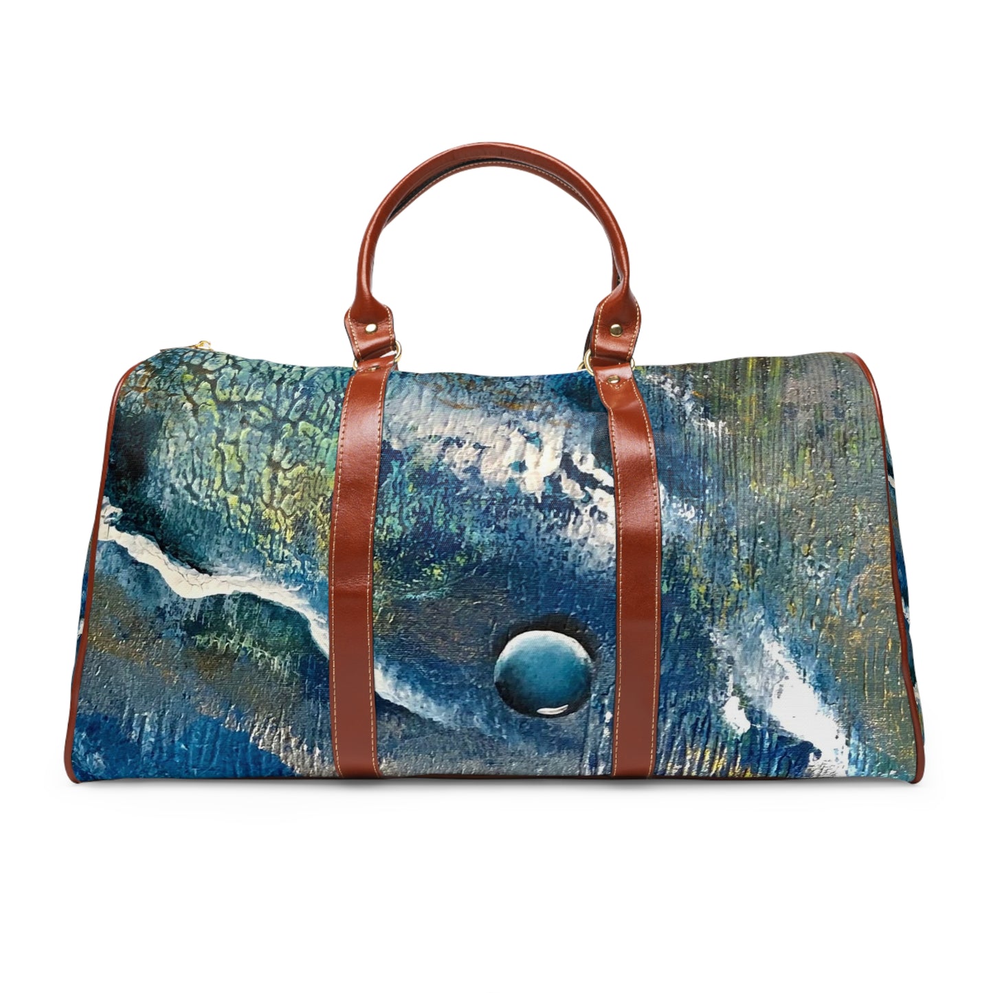 Whimsical Artsy Waterproof Travel Bag, Abstract Ocean Spray Design, Beachwalker Club Collection