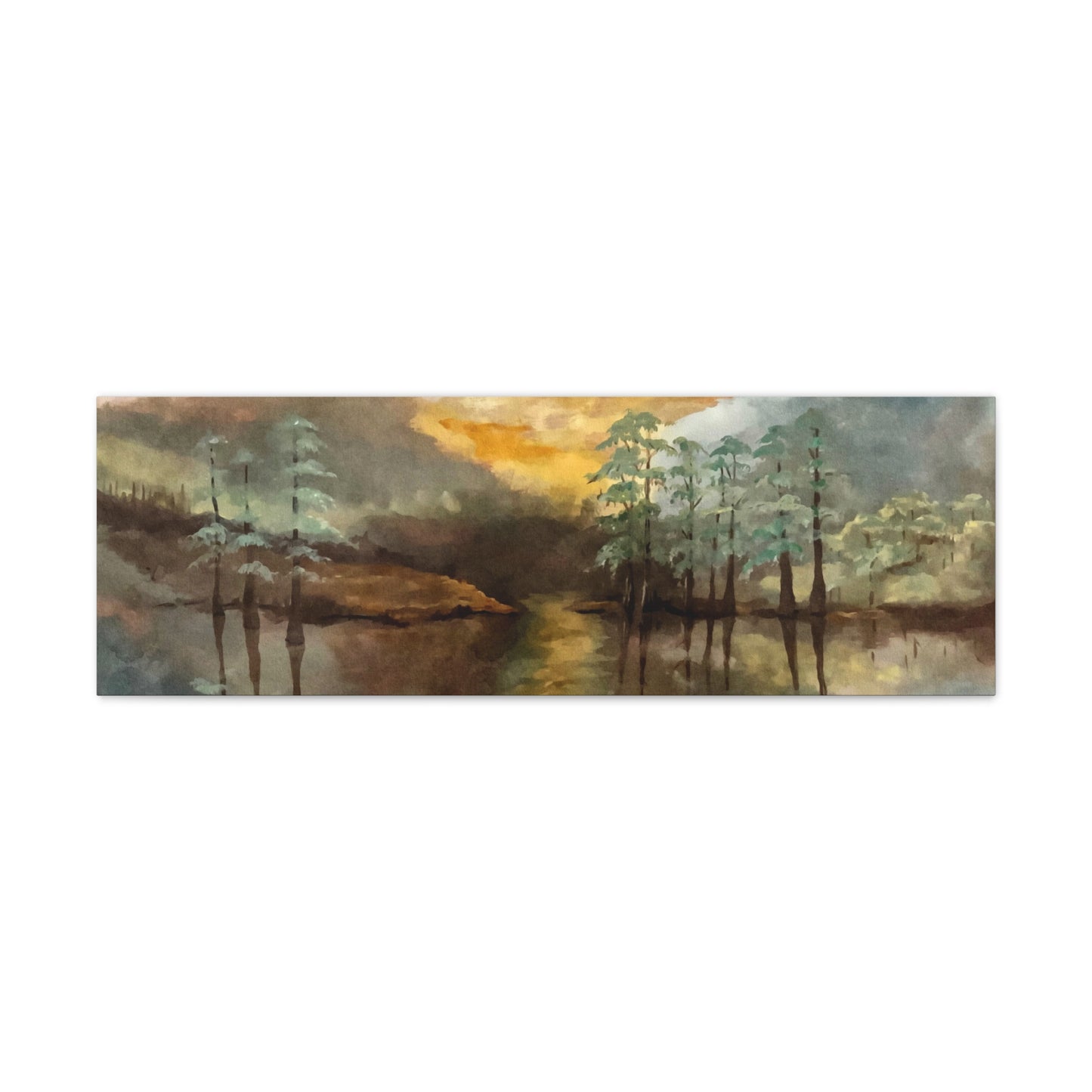 Canvas Gallery Wraps, Moon Lake Watercolor, FrediFreds Home Collection