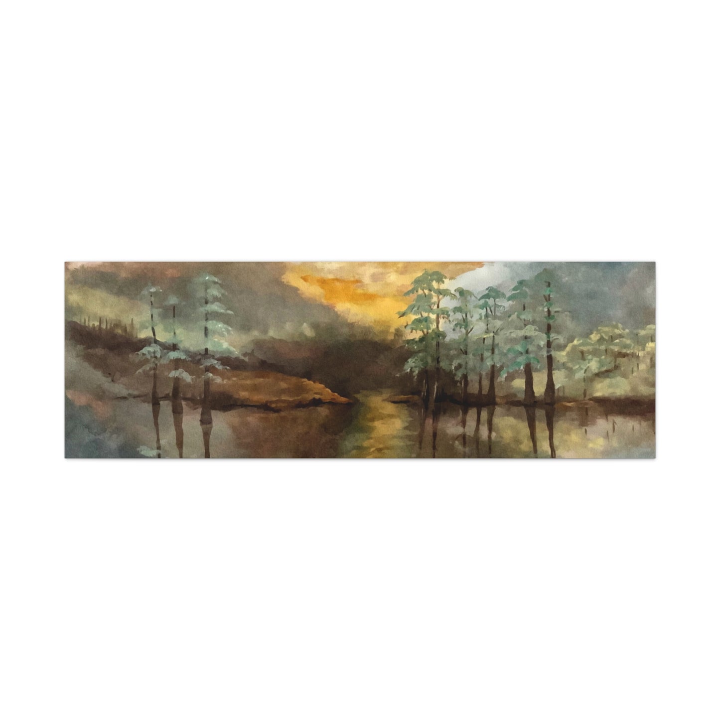 Canvas Gallery Wraps, Moon Lake Watercolor, FrediFreds Home Collection