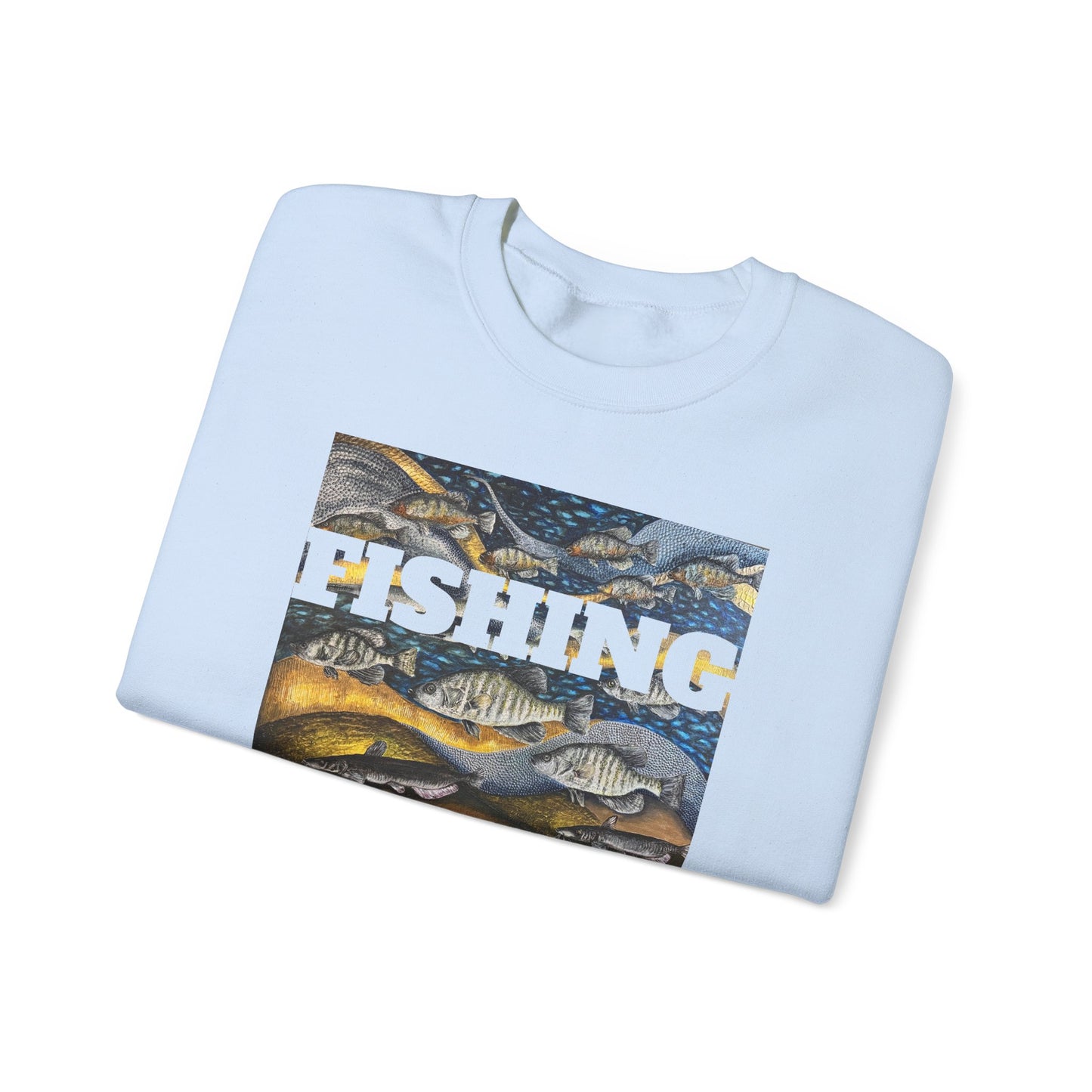 Unisex Heavy Blend™ Crewneck Sweatshirt, Get Lucky Fishing, Original Artwork, FrediFreds Home Collection