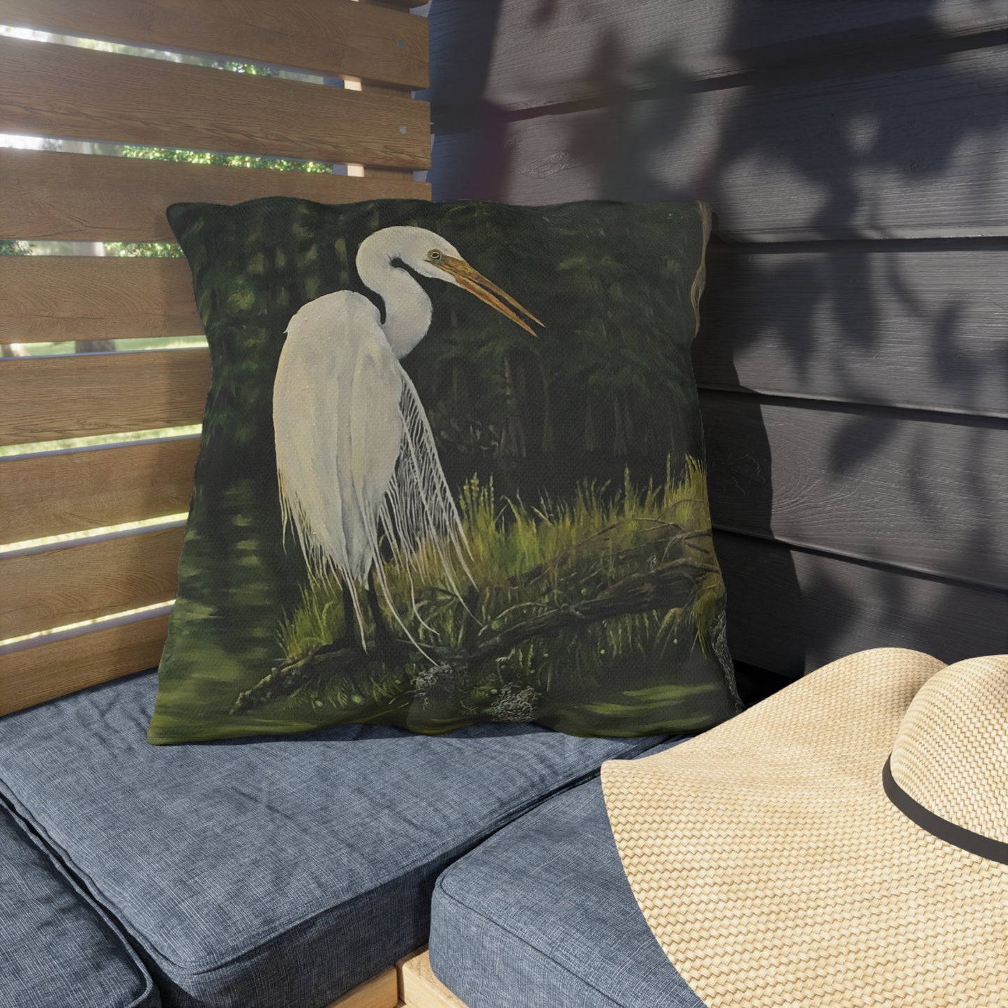 Outdoor Pillows, Bayou Life, Egret