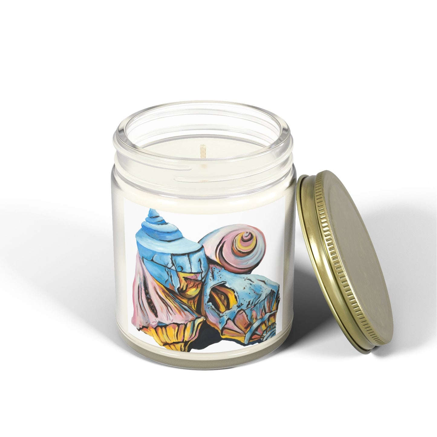 Scented Candles, Coconut Apricot Wax (4oz, 9oz), Seashells, Beach Theme, Beachwalker Club Collection