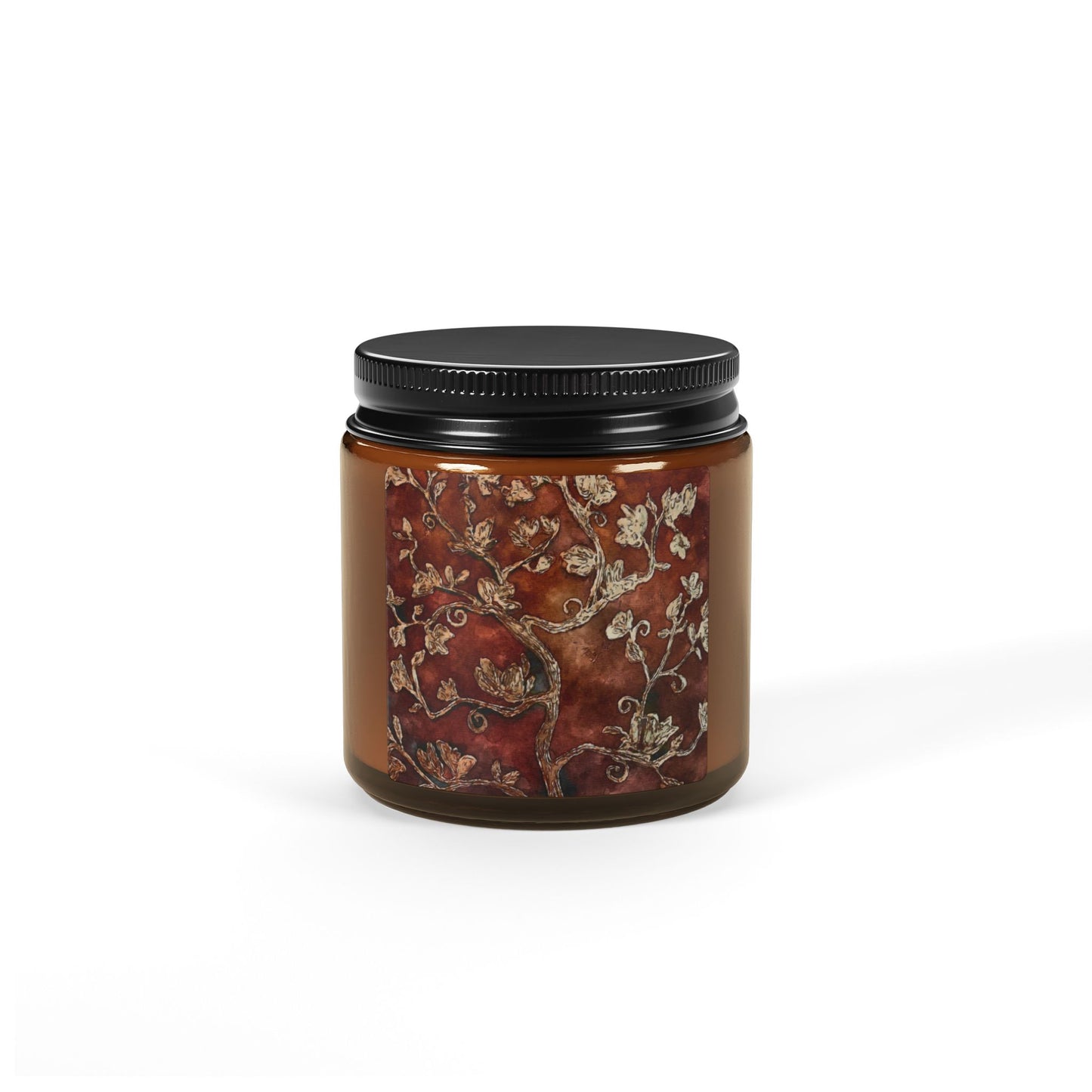 Scented Soy Candle (Multi-Size, Amber Jar), Tree of Life, Original Artwork, FrediFreds Home Collection