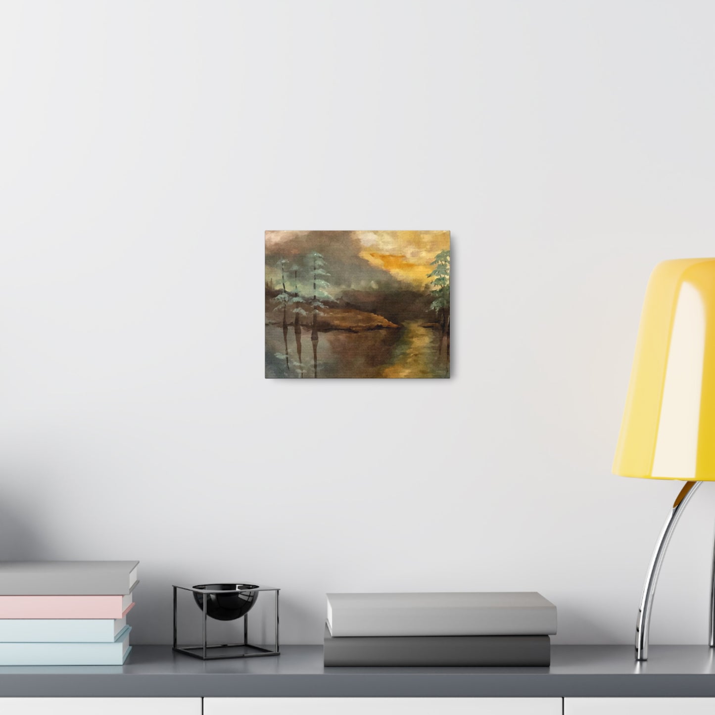 Canvas Gallery Wraps, Moon Lake Watercolor, FrediFreds Home Collection