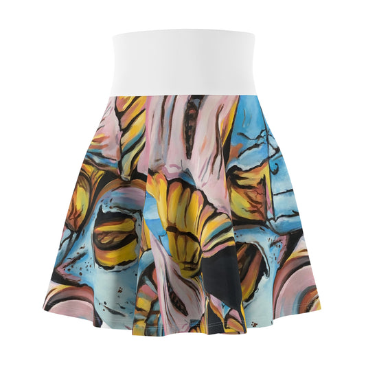 Women's Skater Skirt (AOP), Artsy Pastel Beach Shells