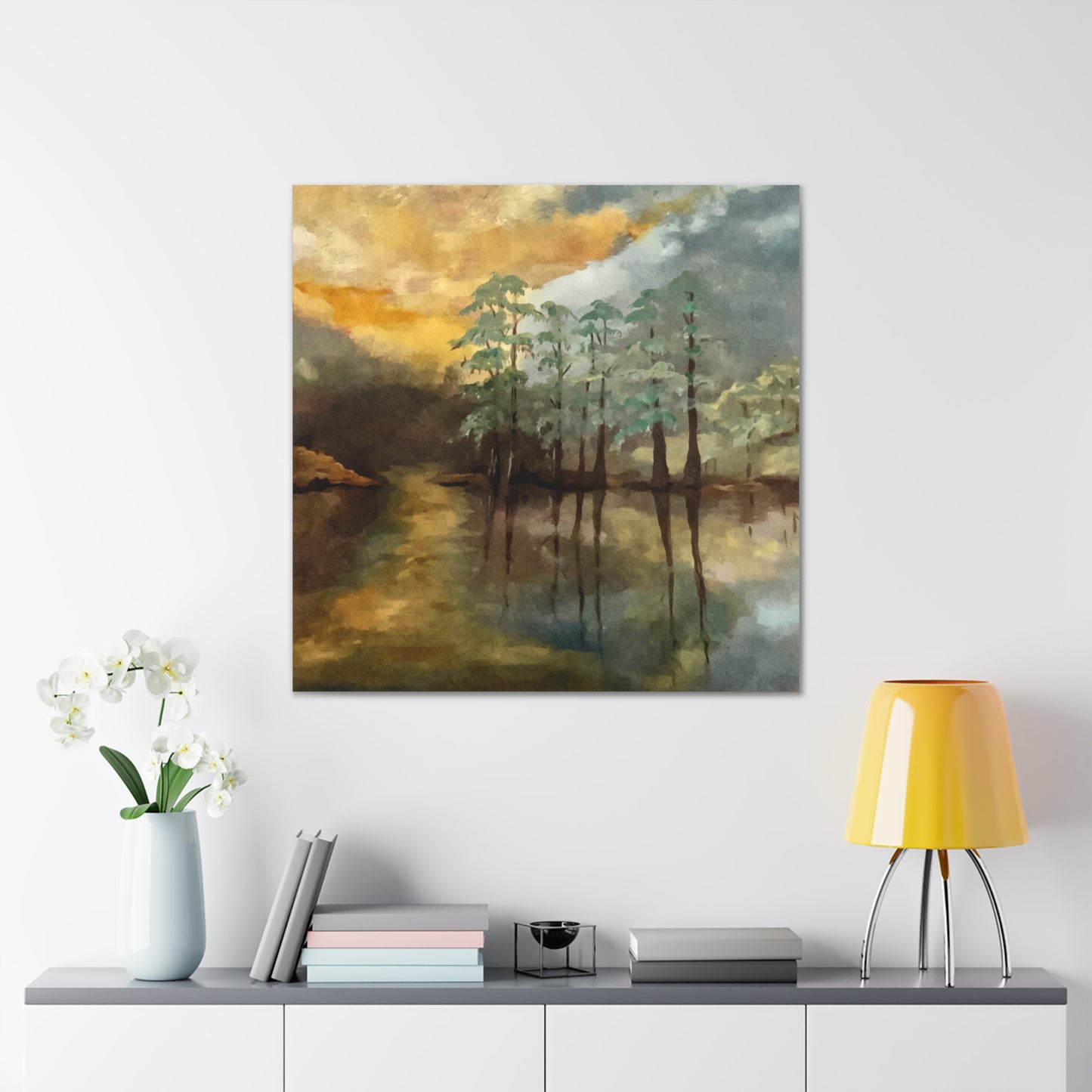 Canvas Gallery Wraps, Moon Lake Watercolor, FrediFreds Home Collection