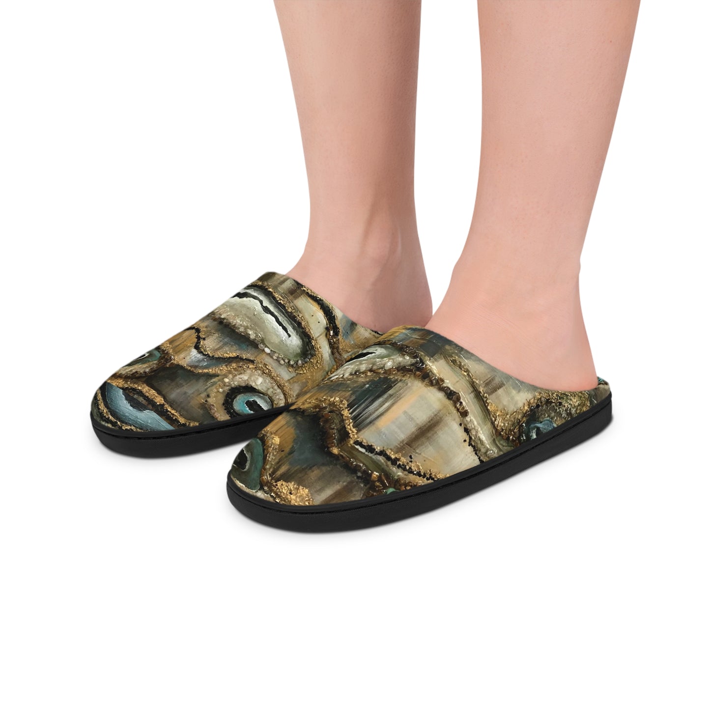 Men's Indoor Slippers, Whimsical Creek Bed Design with Life on the Bayou Collection